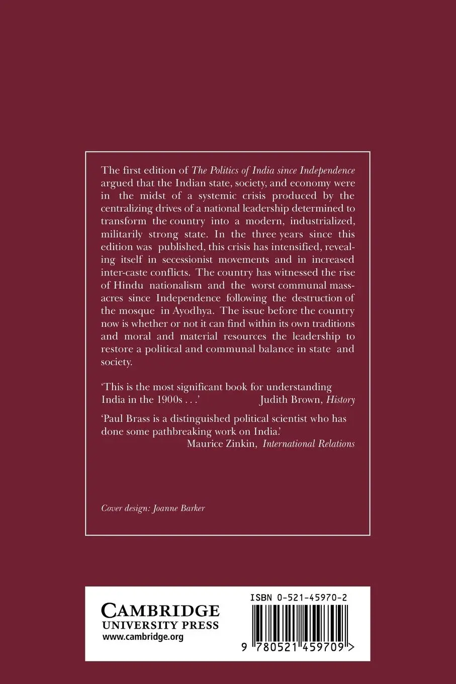 Rückseite: 9780521459709 | The Politics of India Since Independence | Paul R. Brass | Taschenbuch