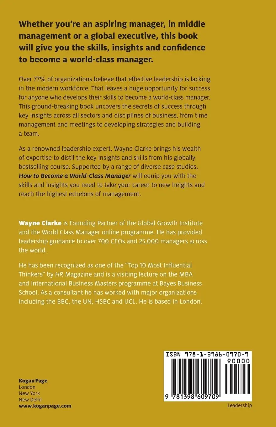Rückseite: 9781398609709 | How to Become a World-Class Manager | Wayne Clarke | Taschenbuch