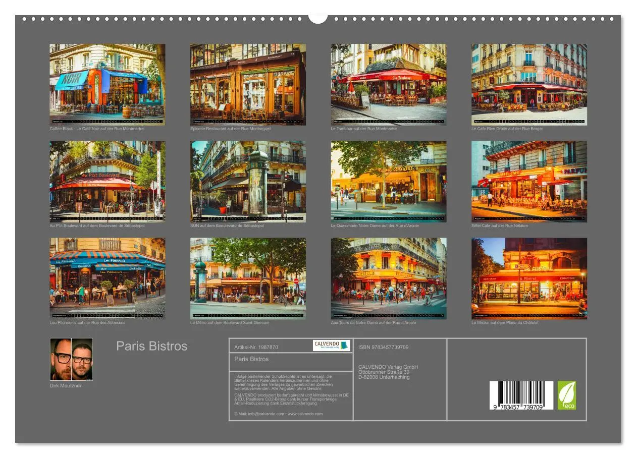 Bild: 9783457739709 | Paris Bistros (hochwertiger Premium Wandkalender 2026 DIN A2 quer),...