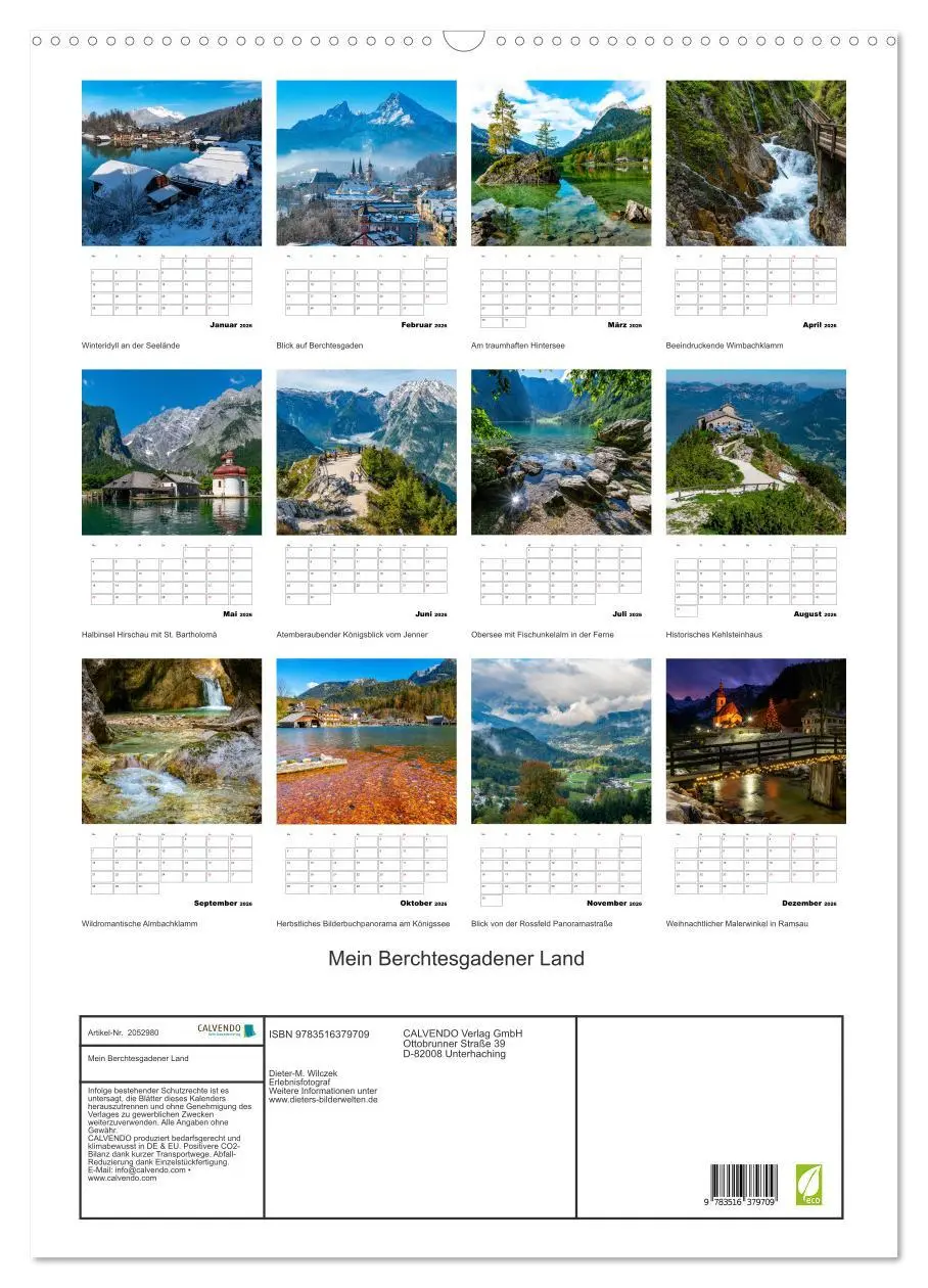 Bild: 9783516379709 | Mein Berchtesgadener Land (Wandkalender 2026 DIN A2 hoch), CALVENDO...