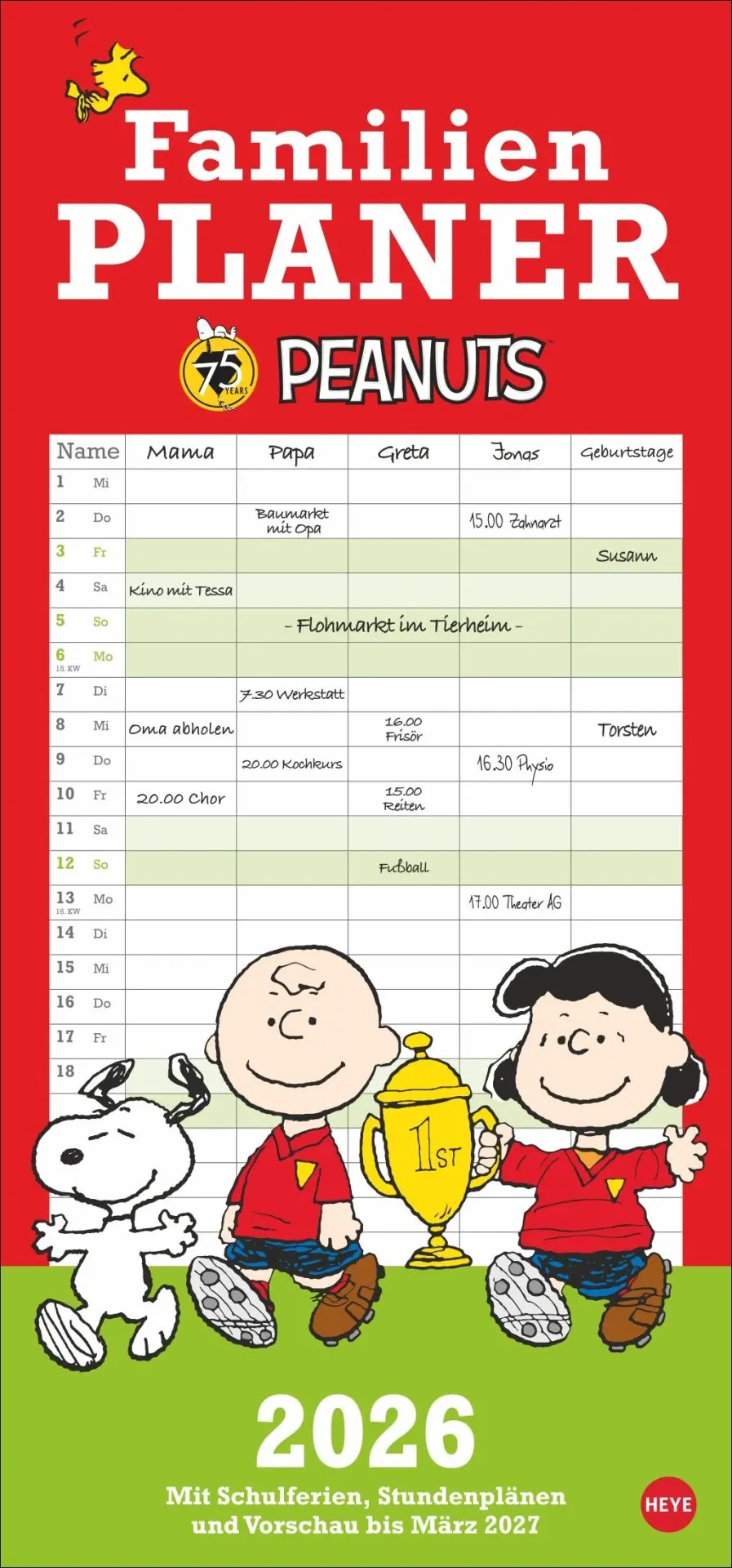 Cover: 9783756409709 | Peanuts Familienplaner 2026 | Heye | Kalender | Familienplaner Athesia