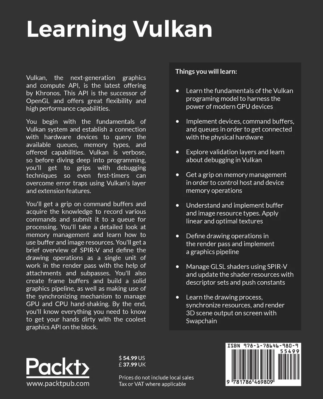 Rückseite: 9781786469809 | Learning Vulkan | Parminder Singh | Taschenbuch | Englisch | 2016