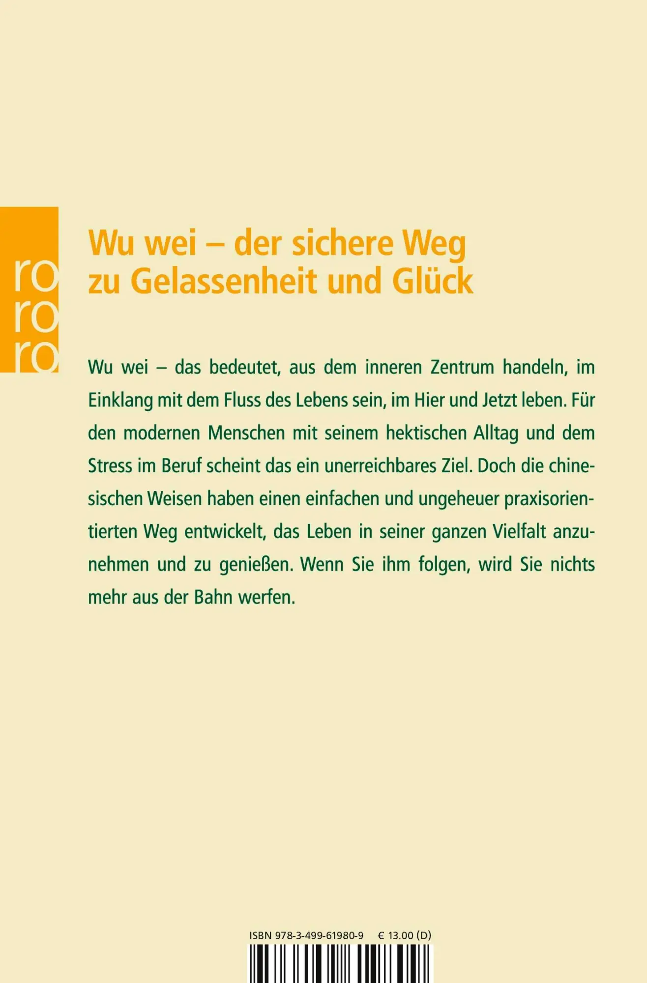 Rückseite: 9783499619809 | Wu wei | Die Lebenskunst des Tao | Theo Fischer | Taschenbuch | 144 S.