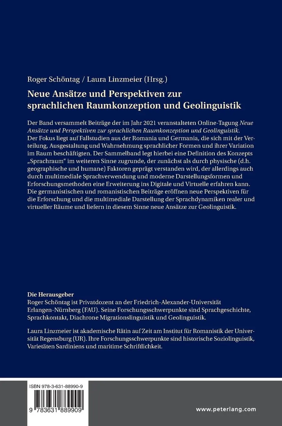 Rückseite: 9783631889909 | Neue Ansätze und Perspektiven zur sprachlichen Raumkonzeption und...