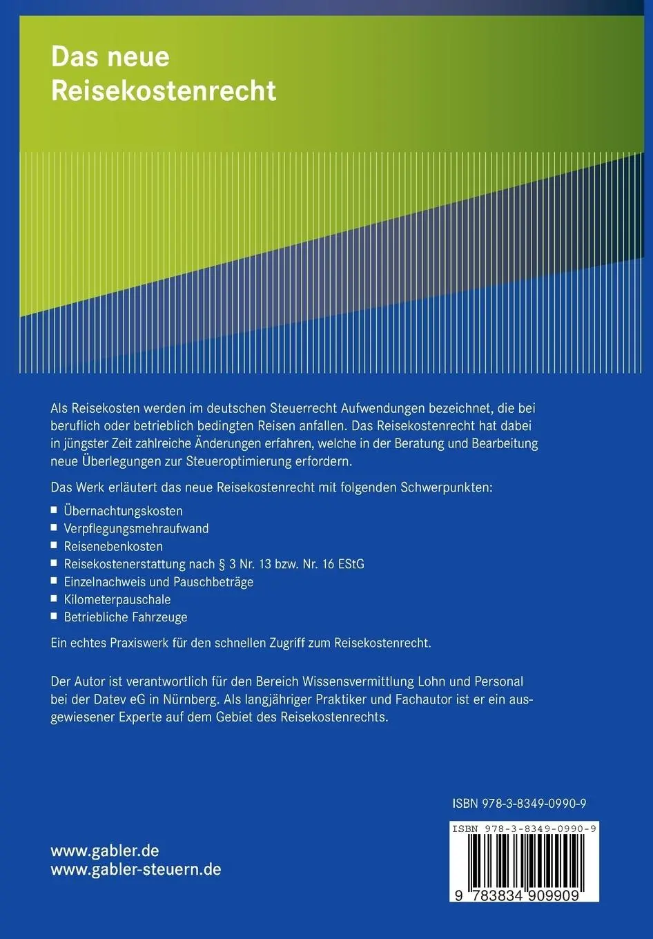 Rückseite: 9783834909909 | Das neue Reisekostenrecht | Axel-Friedrich Foerster | Taschenbuch
