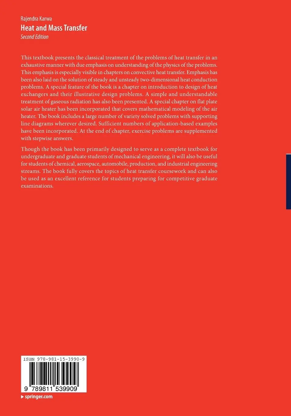 Rückseite: 9789811539909 | Heat and Mass Transfer | Rajendra Karwa | Taschenbuch | xxv | Englisch