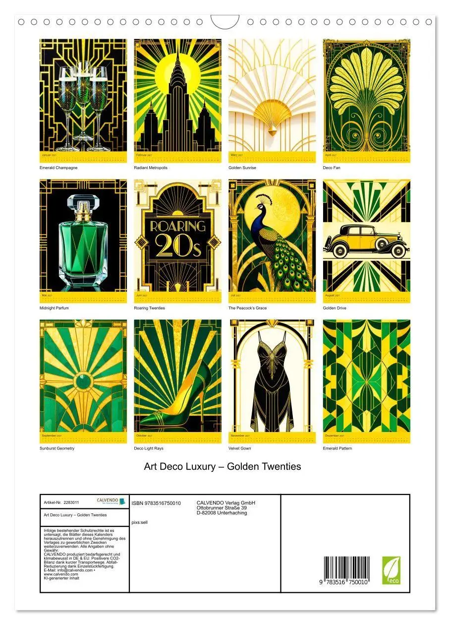Bild: 9783516750010 | Art Deco Luxury - Golden Twenties (Wandkalender 2027 DIN A3 hoch),...
