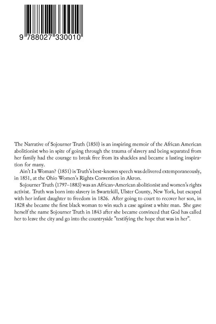 Rückseite: 9788027330010 | The Narrative of Sojourner Truth (Unabridged) | Sojourner Truth | Buch