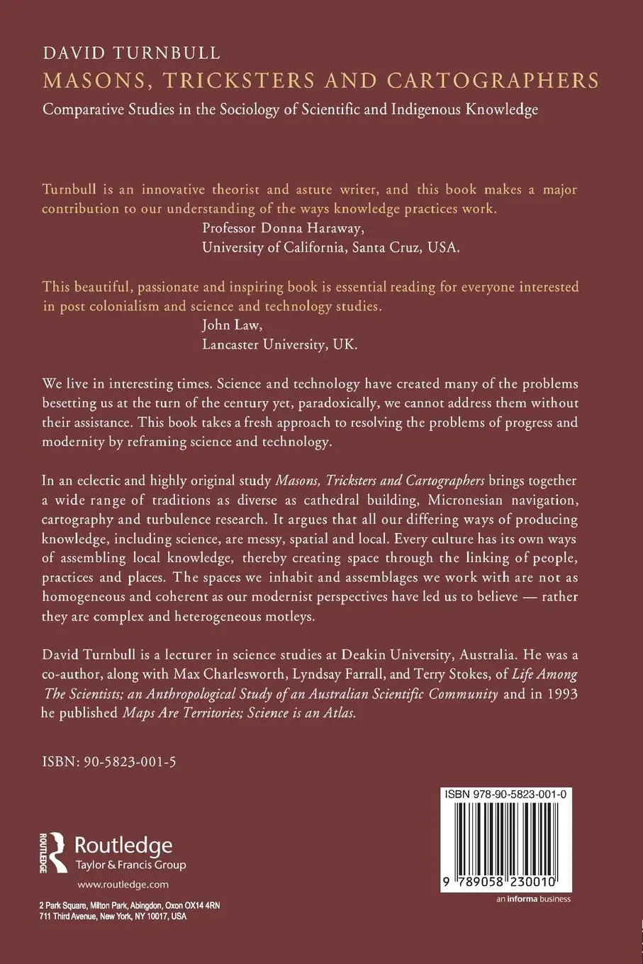 Rückseite: 9789058230010 | Masons, Tricksters and Cartographers | David Turnbull | Taschenbuch