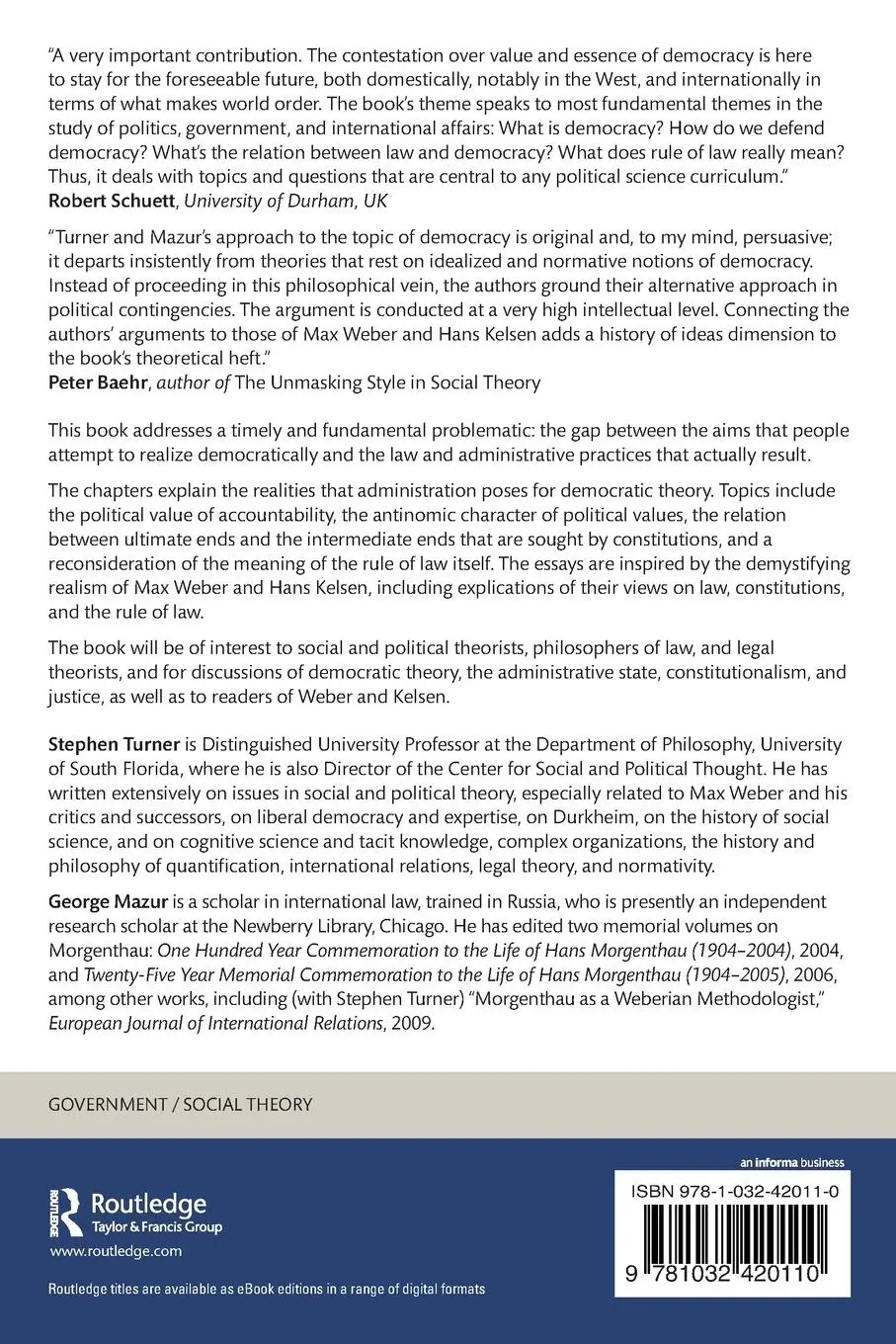 Rückseite: 9781032420110 | Making Democratic Theory Democratic | Stephen Turner (u. a.) | Buch