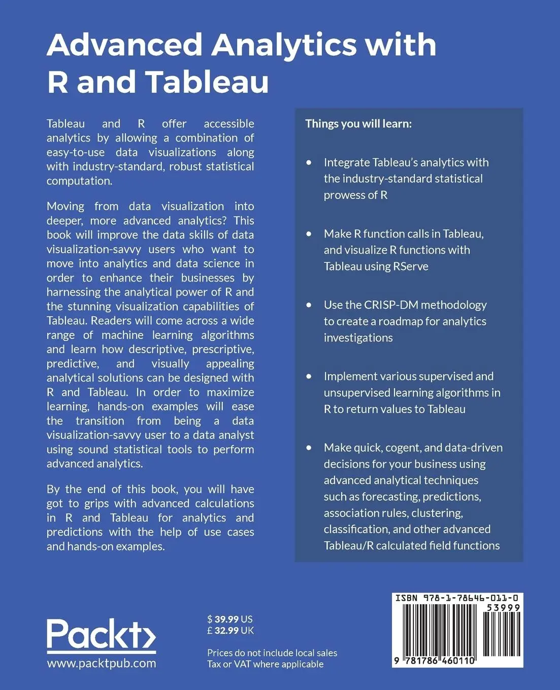 Rückseite: 9781786460110 | Advanced Analytics with R and Tableau | Jen Stirrup (u. a.) | Buch