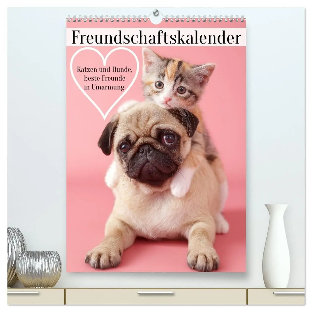 Cover: 9783516670110 | Freundschaftskalender - Katzen und Hunde, beste Freunde in Umarmung...
