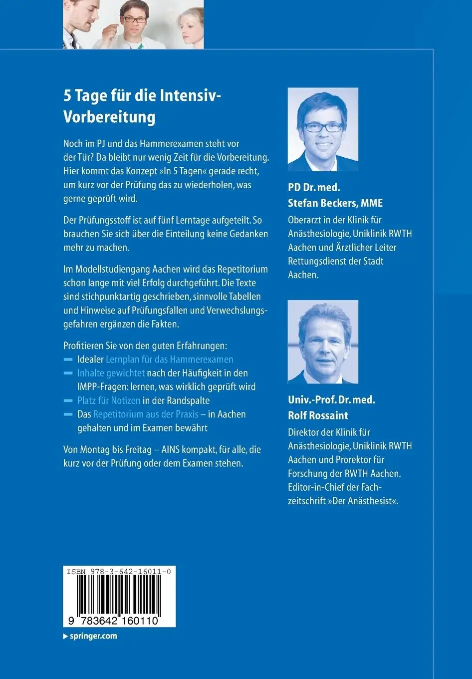 Rückseite: 9783642160110 | Anästhesie, Intensivmedizin, Notfallmedizin, Schmerztherapie¿.in 5...