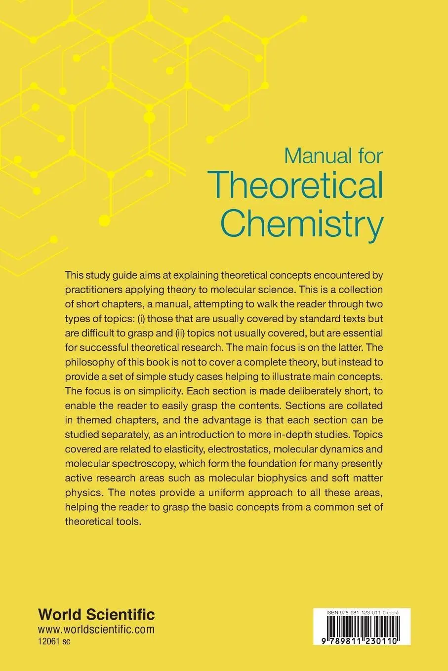 Rückseite: 9789811230110 | MANUAL FOR THEORETICAL CHEMISTRY | Dmitry Matyushov | Taschenbuch