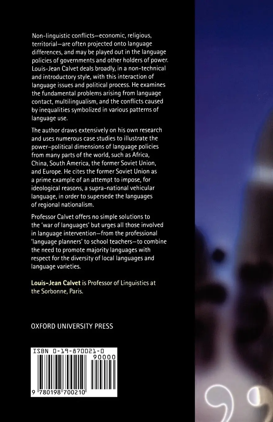 Rückseite: 9780198700210 | Language Wars and Linguistic Politics | Louis-Jean Calvet | Buch