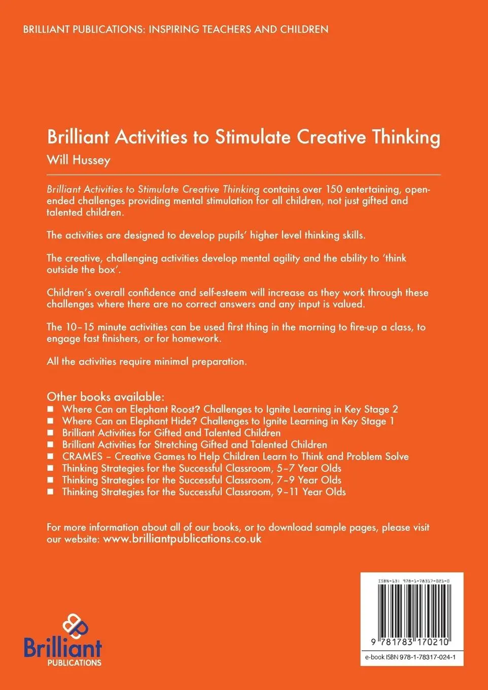 Rückseite: 9781783170210 | Brilliant Activities to Stimulate Creative Thinking | Will Hussey