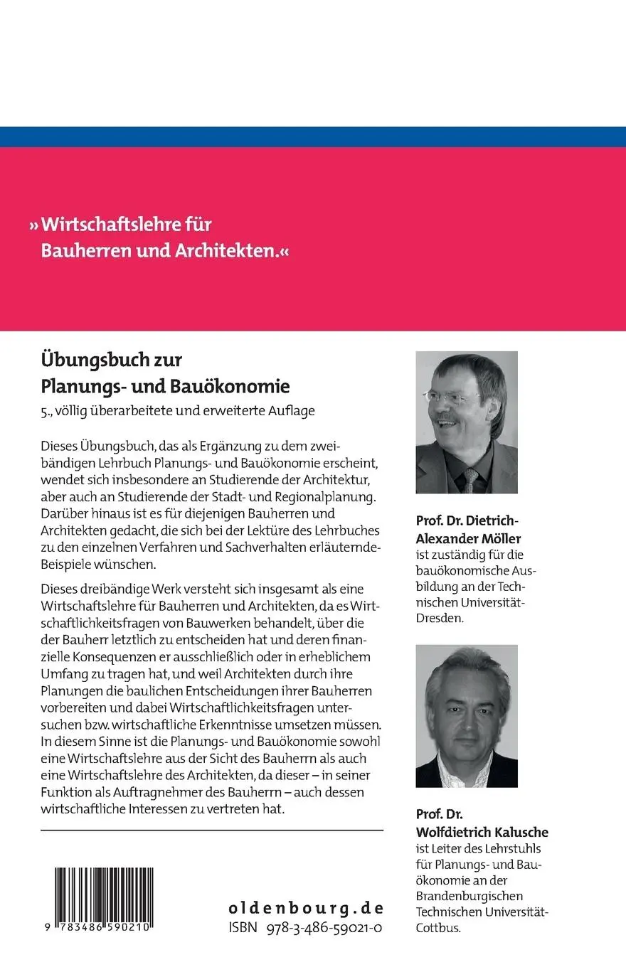 Rückseite: 9783486590210 | Übungsbuch zur Planungs- und Bauökonomie | Kalusche (u. a.) | Buch