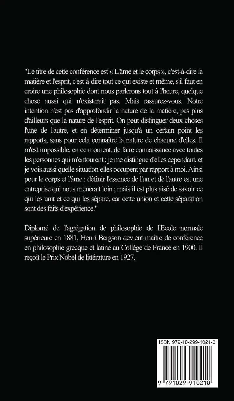 Rückseite: 9791029910210 | L'âme et le corps | Henri Bergson | Buch | Gebunden | Französisch