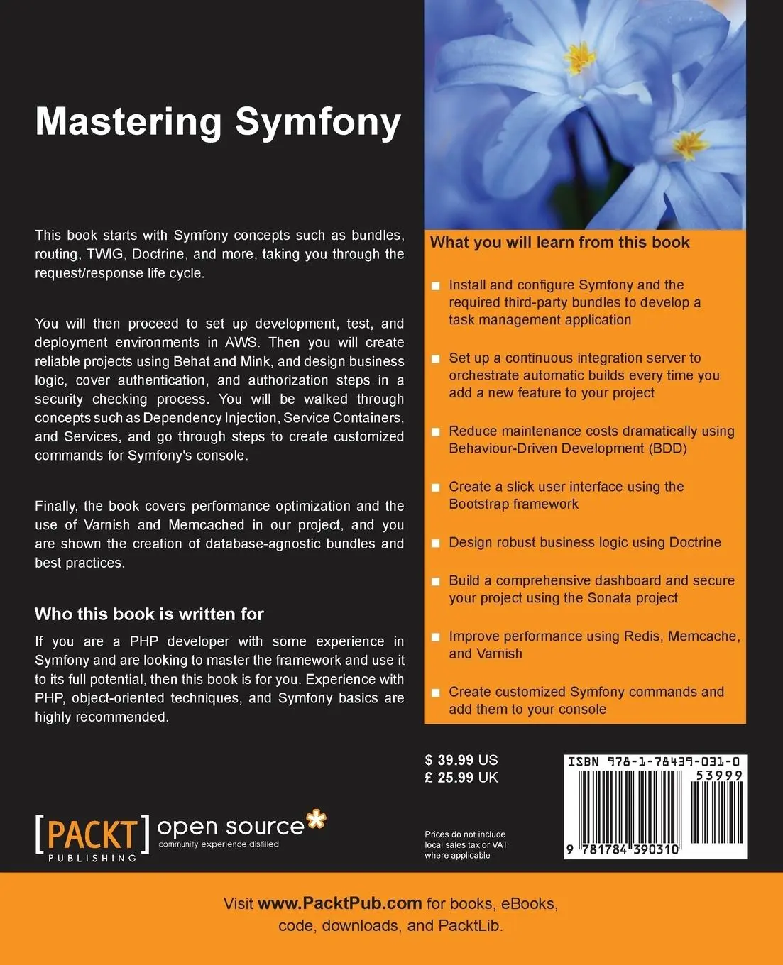 Rückseite: 9781784390310 | Mastering Symfony | Sohail Salehi | Taschenbuch | Englisch | 2016