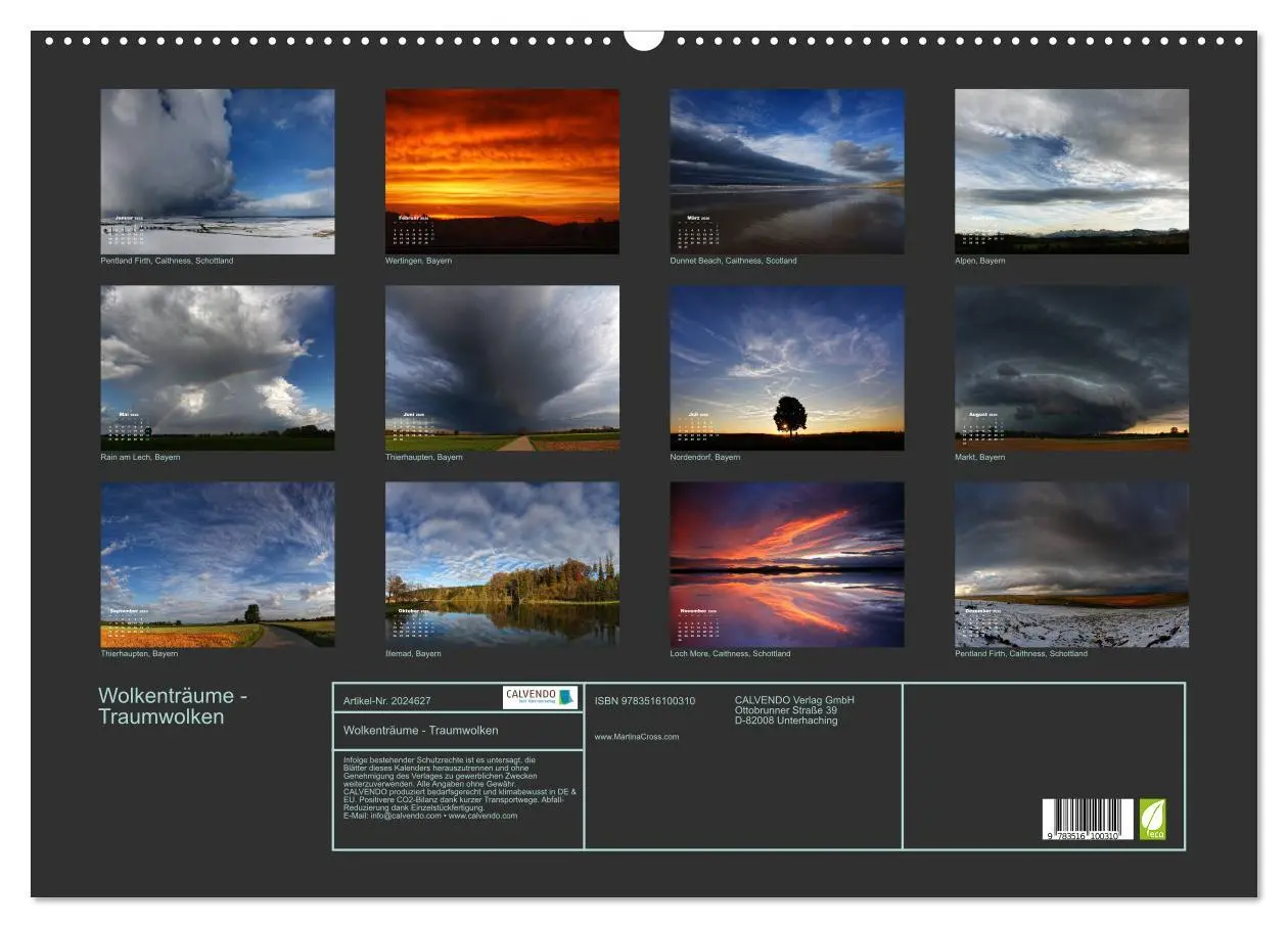 Bild: 9783516100310 | Wolkenträume - Traumwolken (Wandkalender 2026 DIN A2 quer),...