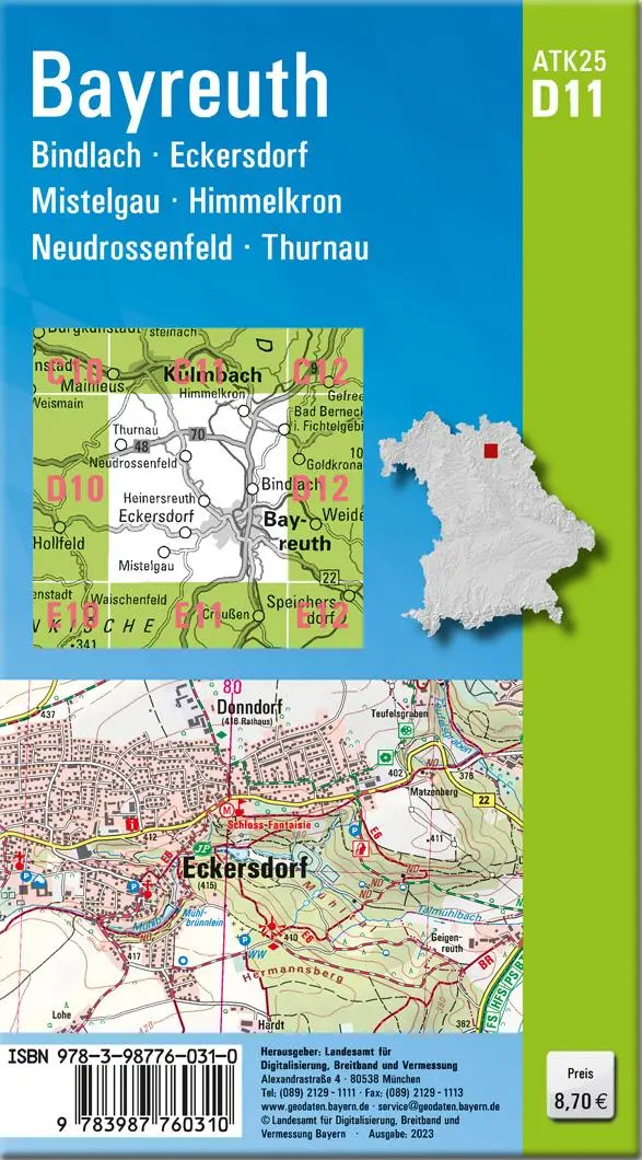 Rückseite: 9783987760310 | ATK25-D11 Bayreuth (Amtliche Topographische Karte 1:25000) | Deutsch