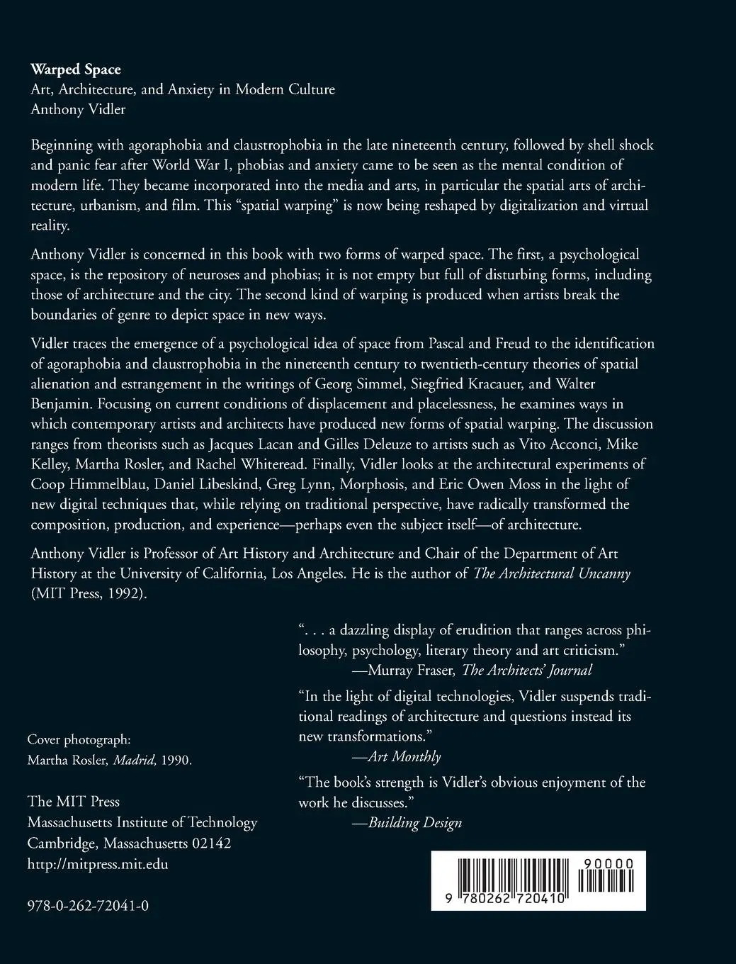 Rückseite: 9780262720410 | Warped Space | Art, Architecture, and Anxiety in Modern Culture | Buch