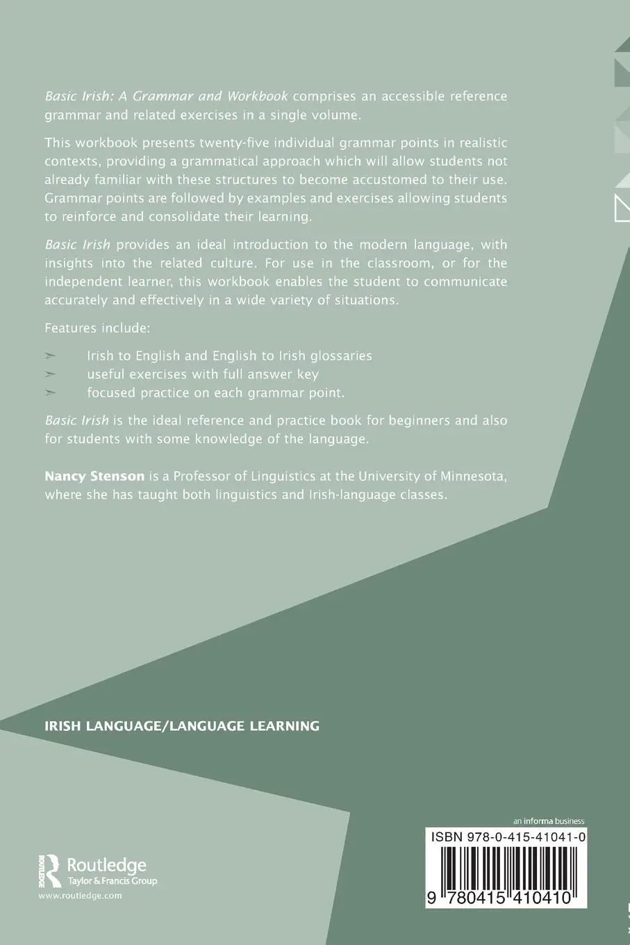 Rückseite: 9780415410410 | Basic Irish | A Grammar and Workbook | Nancy Stenson | Taschenbuch