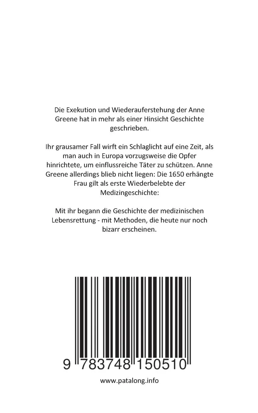 Rückseite: 9783748150510 | Untot | Exekution und Auferstehung der Anne Greene | Frank Patalong