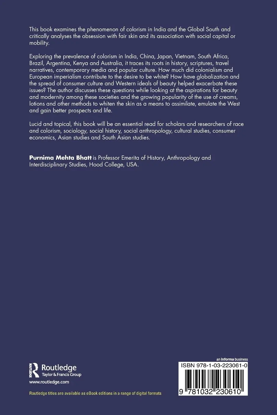 Rückseite: 9781032230610 | 'Dying' to be White | Purnima Mehta Bhatt | Taschenbuch | Englisch