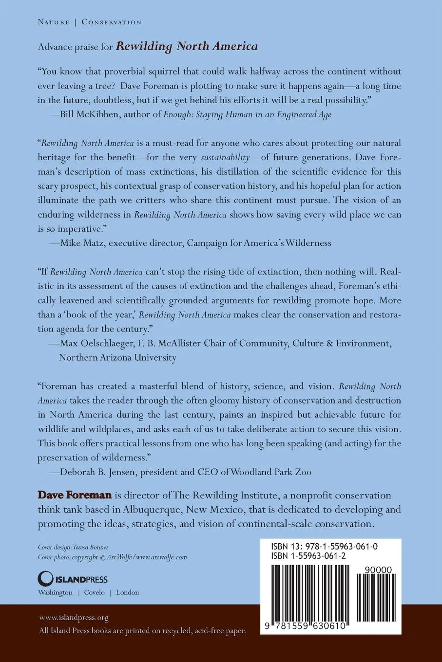 Rückseite: 9781559630610 | Rewilding North America | Dave Foreman | Taschenbuch | Englisch | 2004