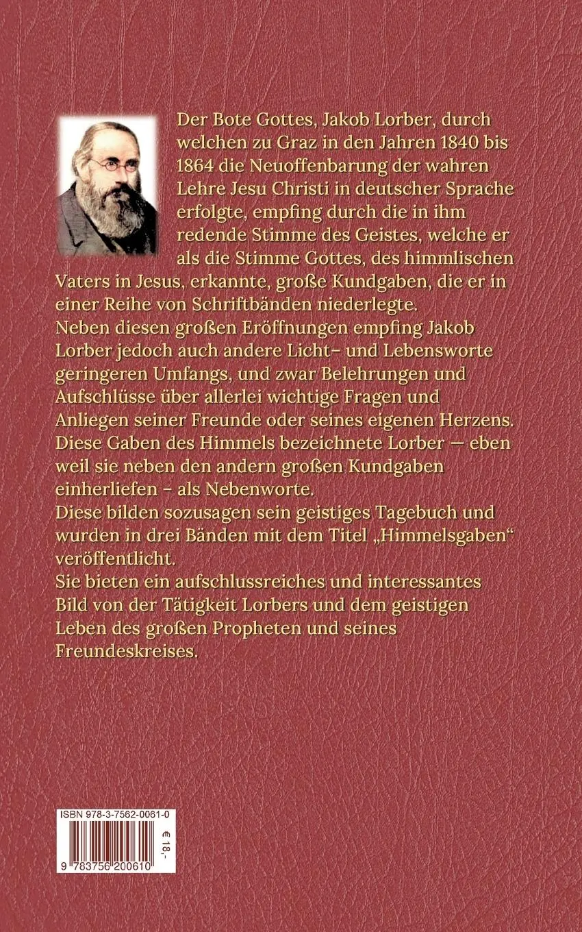 Rückseite: 9783756200610 | Himmelsgaben Bd. 2 | Jakob Lorber | Taschenbuch | 520 S. | Deutsch