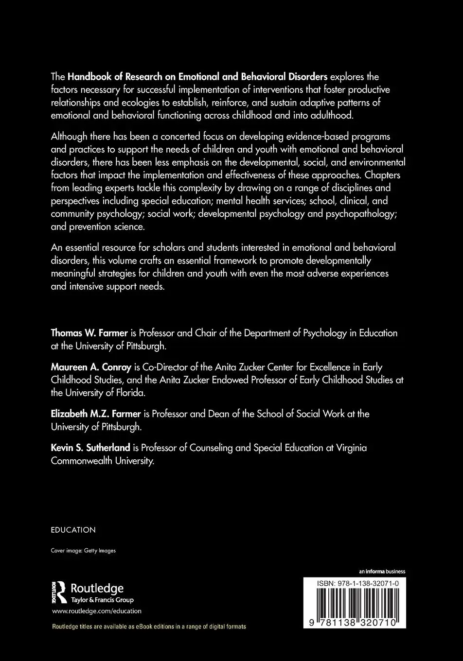 Rückseite: 9781138320710 | Handbook of Research on Emotional and Behavioral Disorders | Buch