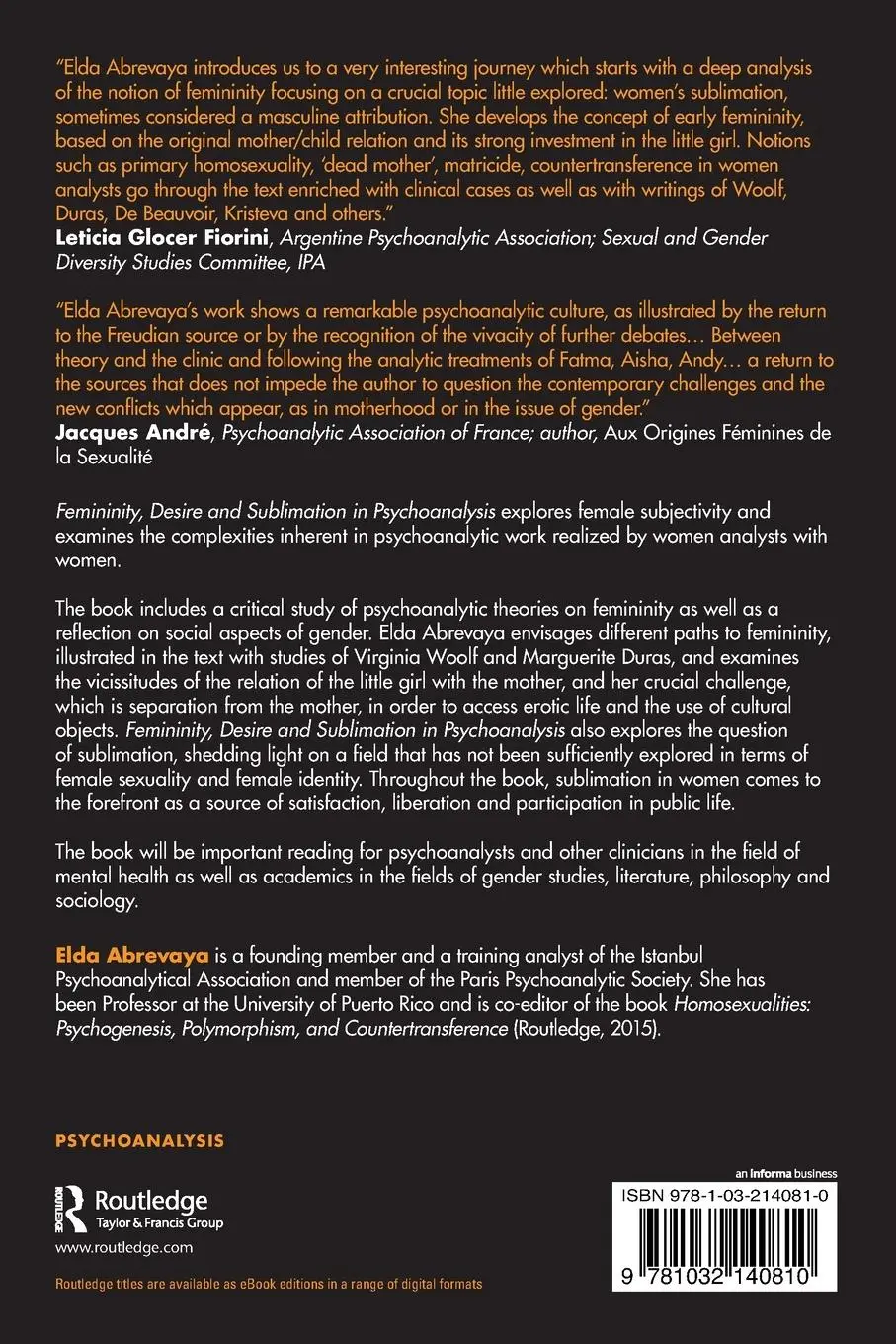 Rückseite: 9781032140810 | Femininity, Desire and Sublimation in Psychoanalysis | Elda Abrevaya