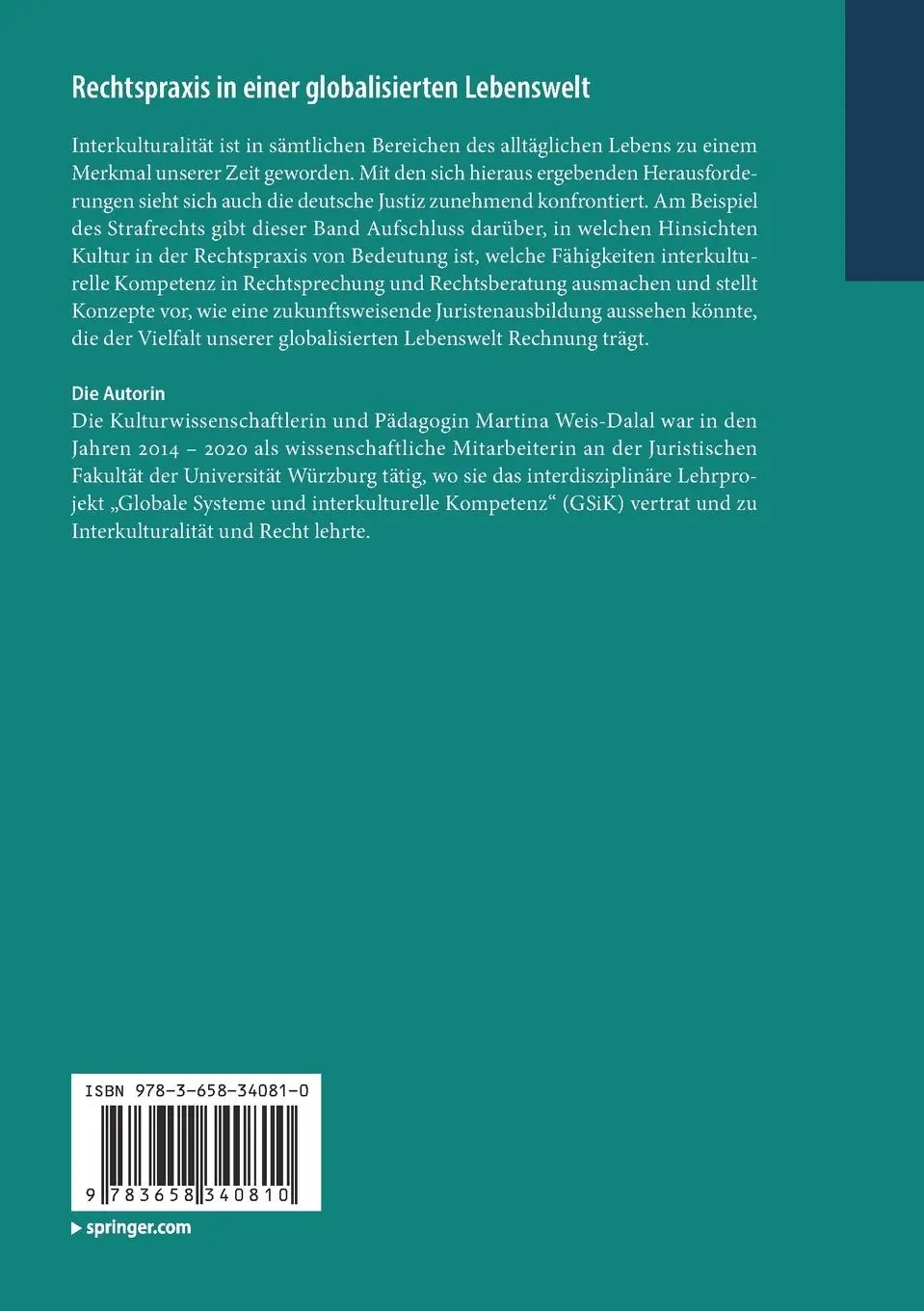 Rückseite: 9783658340810 | Rechtspraxis in einer globalisierten Lebenswelt | Martina Weis-Dalal