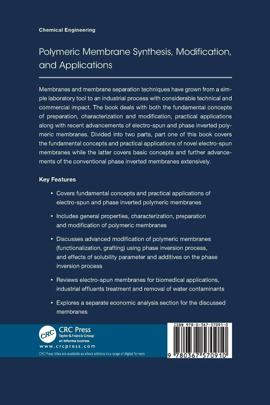 Rückseite: 9780367570910 | Polymeric Membrane Synthesis, Modification, and Applications | Buch