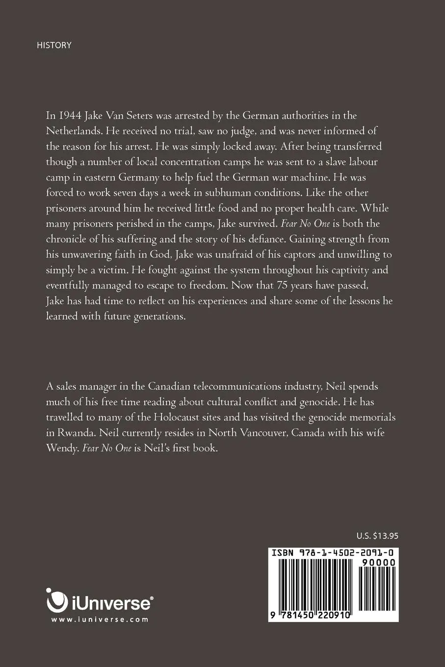 Rückseite: 9781450220910 | Fear No One | Neil van Seters | Taschenbuch | Kartoniert / Broschiert
