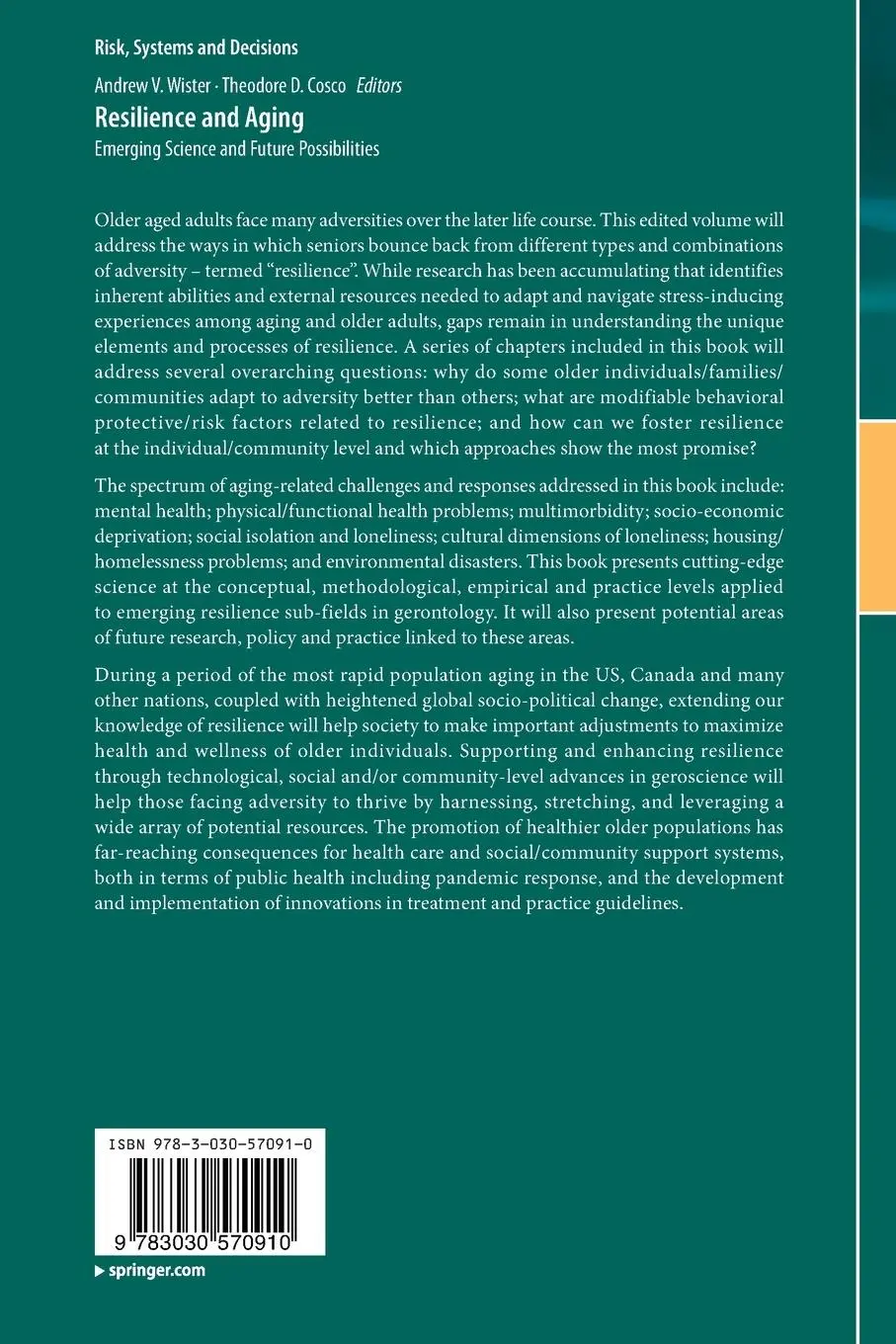 Rückseite: 9783030570910 | Resilience and Aging | Emerging Science and Future Possibilities | ix