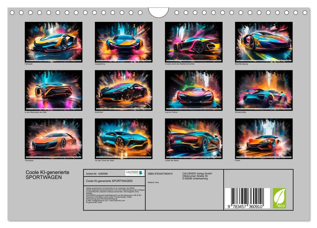 Bild: 9783457360910 | Coole KI-generierte SPORTWAGEN (Wandkalender 2026 DIN A4 quer),...