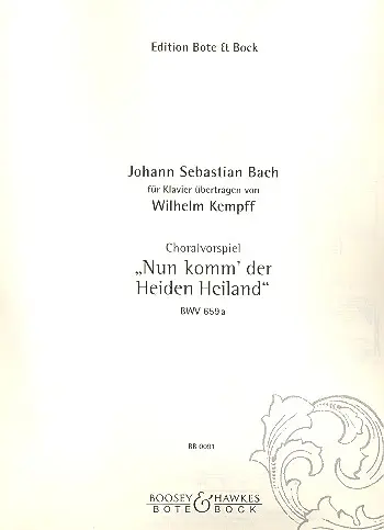 Cover: 9790202500910 | Choralvorspiel BWV 659a | Johann Sebastian Bach | Buch | Bote und Bock