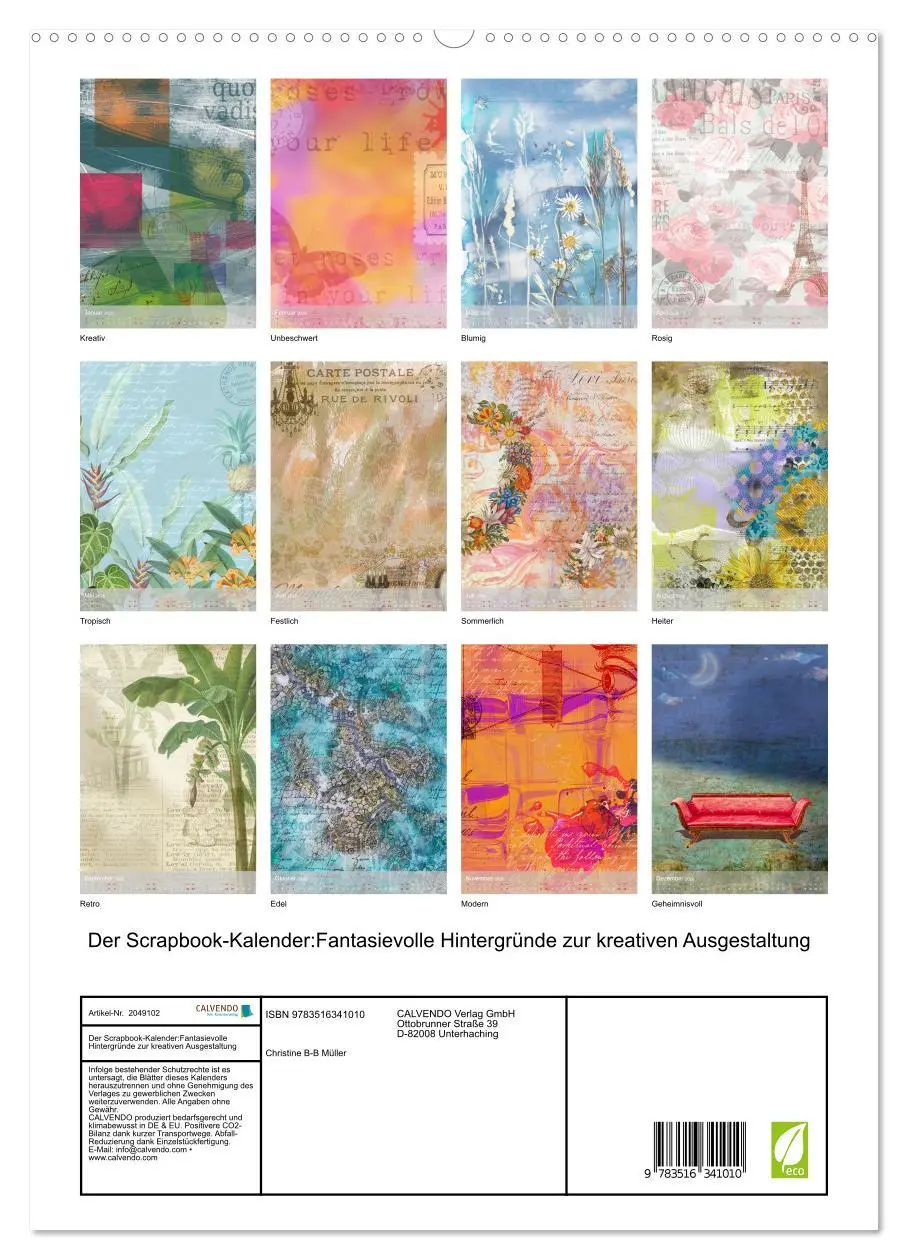 Bild: 9783516341010 | Der Scrapbook-Kalender:Fantasievolle Hintergründe zur kreativen...
