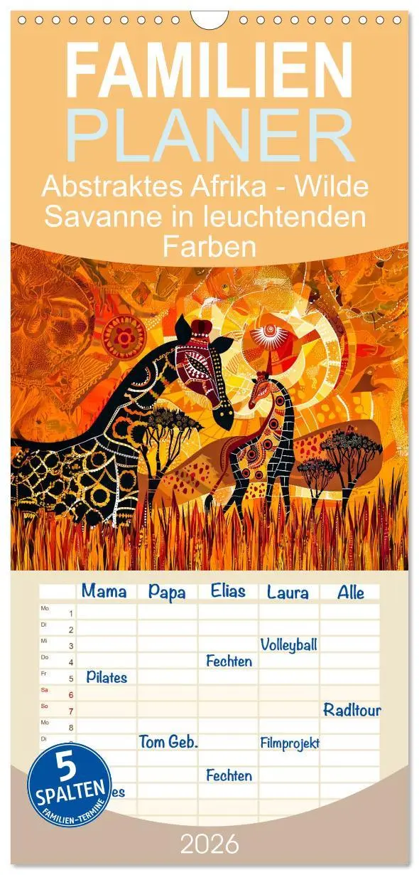 Cover: 9783516651010 | Familienplaner 2026 - Abstraktes Afrika - Wilde Savanne in...
