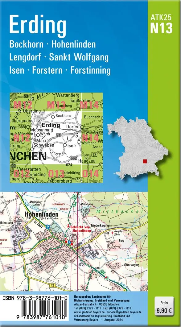 Rückseite: 9783987761010 | ATK25-N13 Erding (Amtliche Topographische Karte 1:25000) | Deutsch