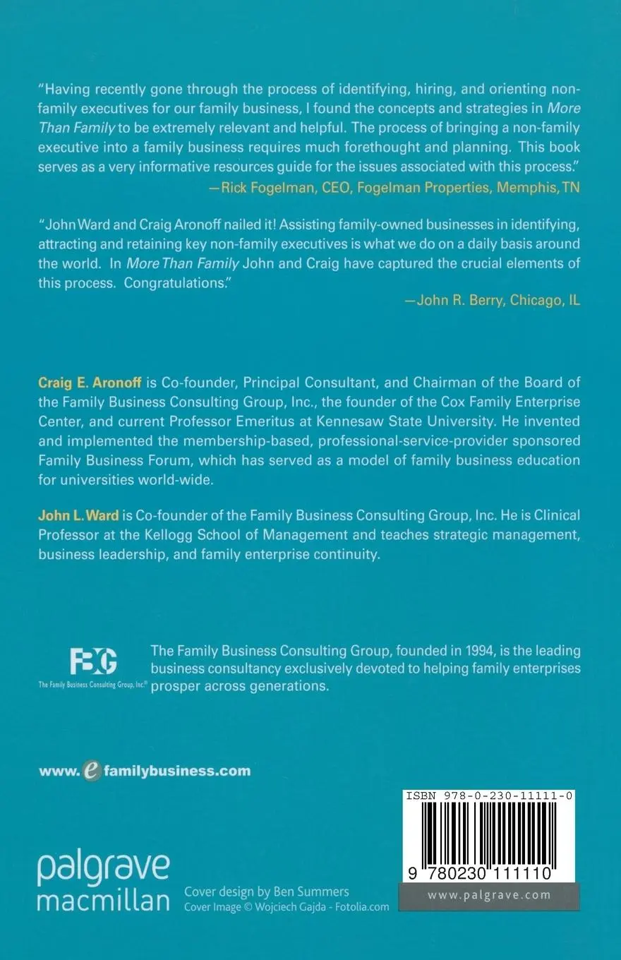 Rückseite: 9780230111110 | More Than Family | Non-Family Executives in the Family Business | Buch