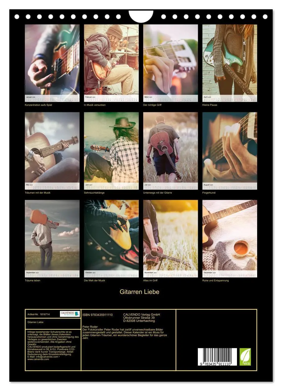 Bild: 9783435911110 | Gitarren Liebe (Wandkalender 2025 DIN A4 hoch), CALVENDO...