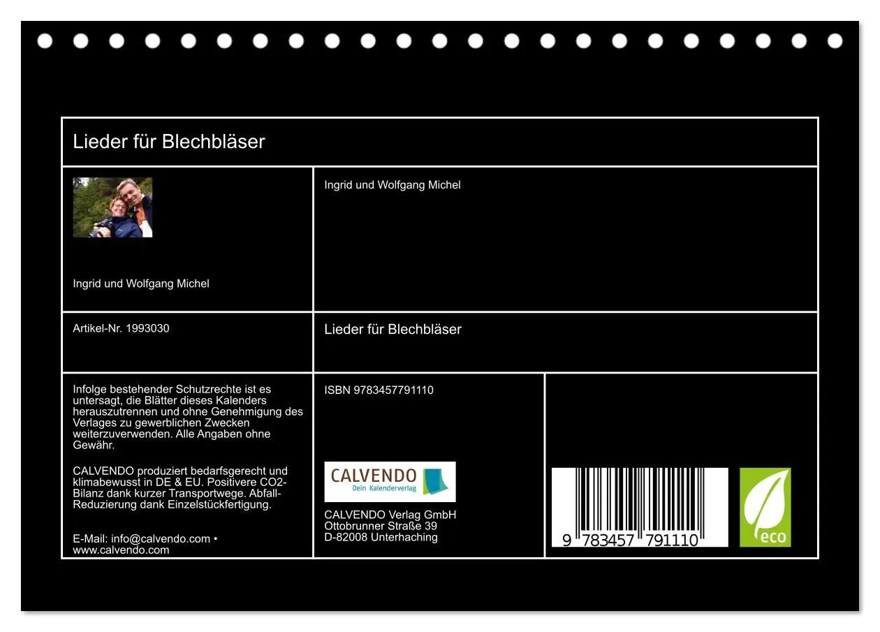 Bild: 9783457791110 | Lieder für Blechbläser (Tischkalender 2026 DIN A5 quer), CALVENDO...
