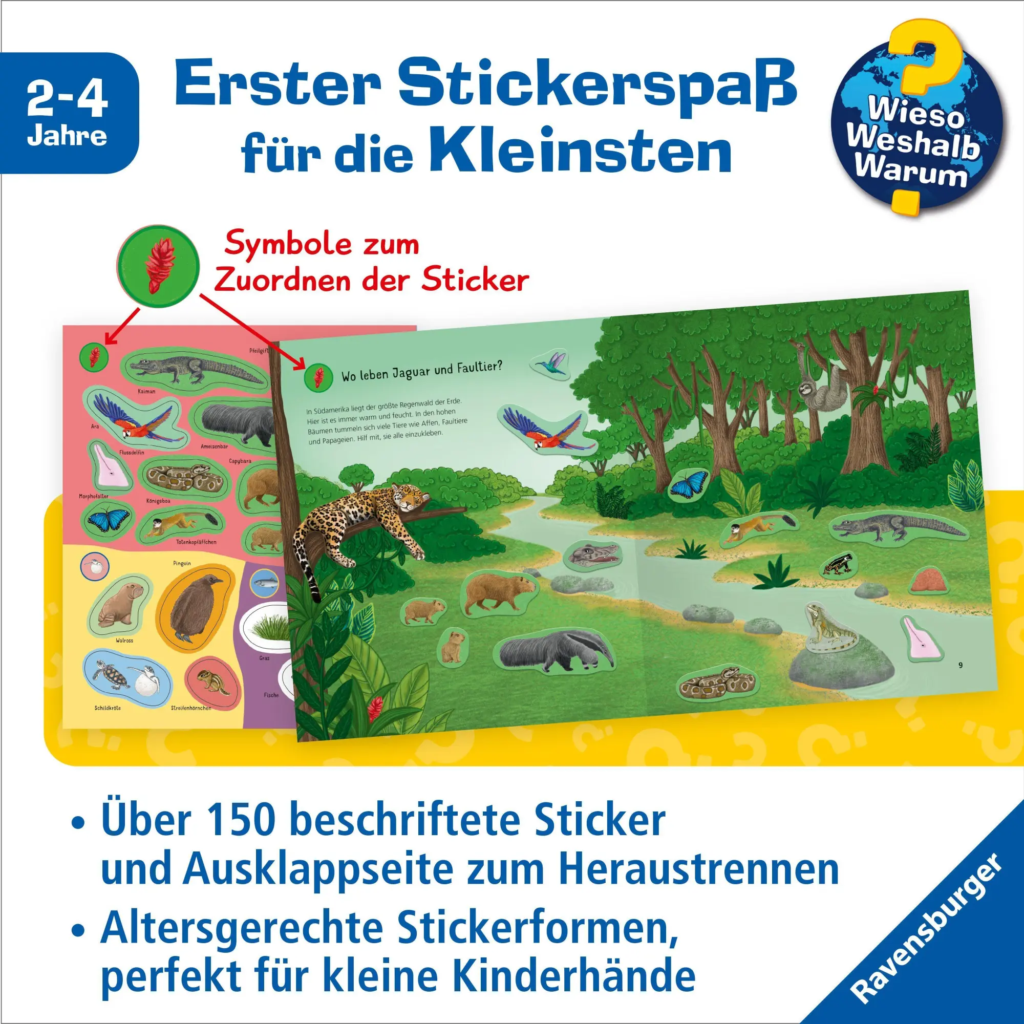 Bild: 9783473601110 | Wieso? Weshalb? Warum? junior Stickerheft - Tiere der Welt | Stroh