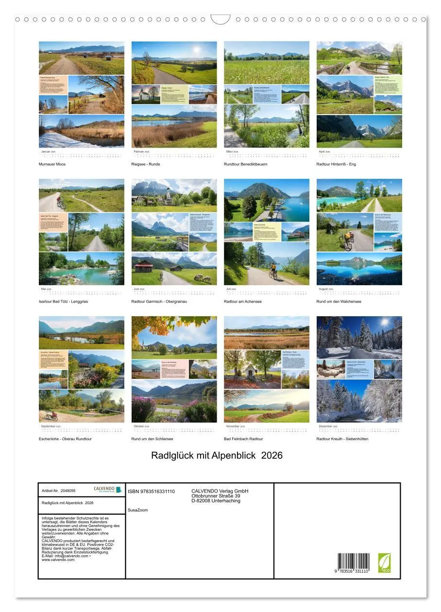 Bild: 9783516331110 | Radlglück mit Alpenblick 2026 (Wandkalender 2026 DIN A2 hoch),...