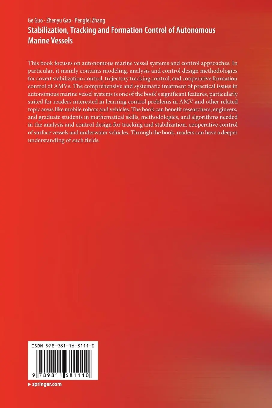 Rückseite: 9789811681110 | Stabilization, Tracking and Formation Control of Autonomous Marine...