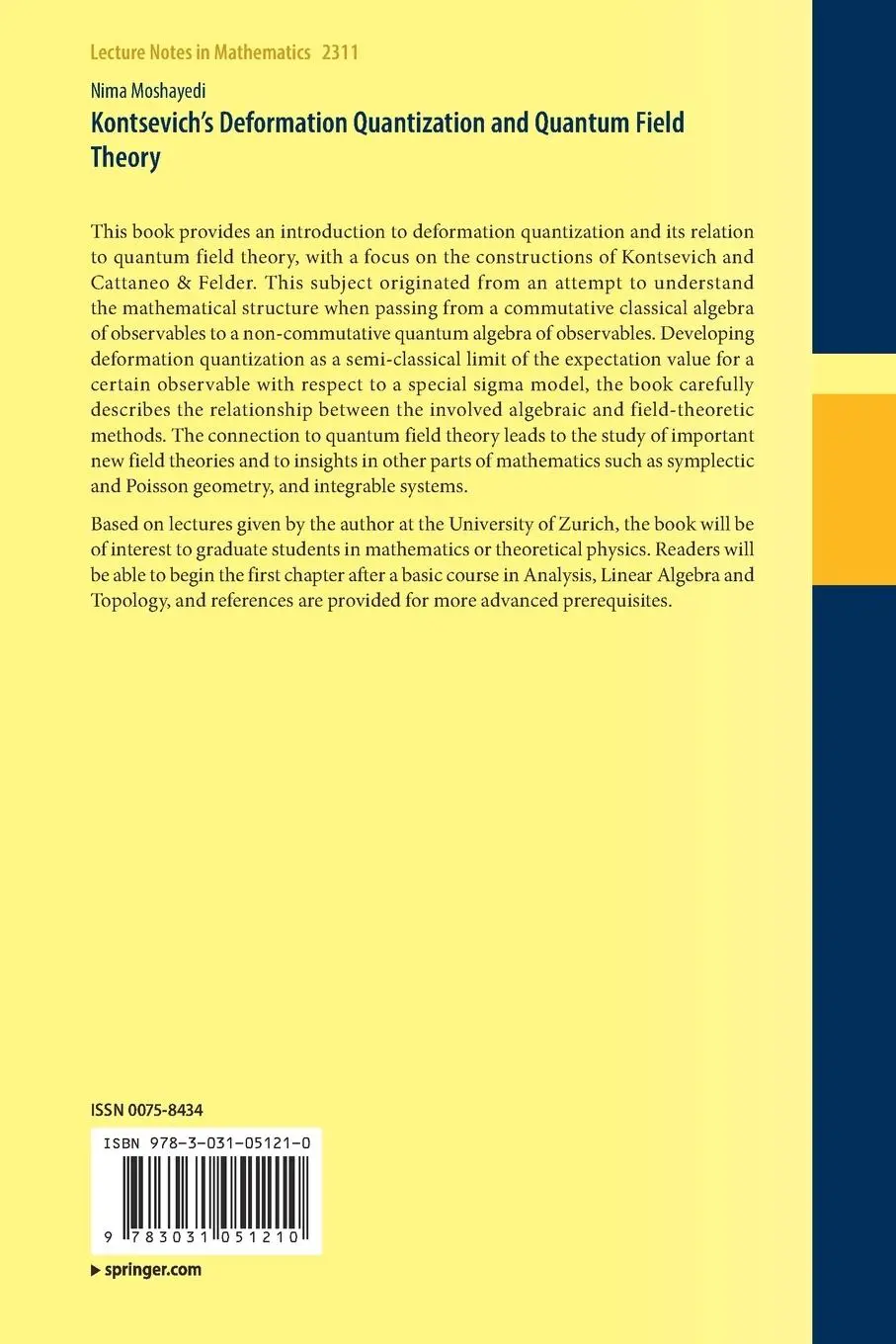 Rückseite: 9783031051210 | Kontsevich's Deformation Quantization and Quantum Field Theory | Buch
