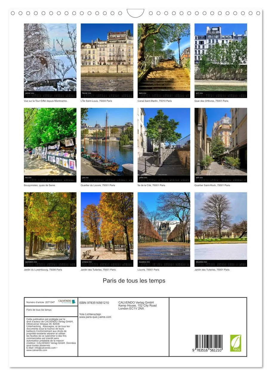 Bild: 9783516561210 | Paris de tous les temps (Calendrier mural 2026 DIN A3 horizontal),...